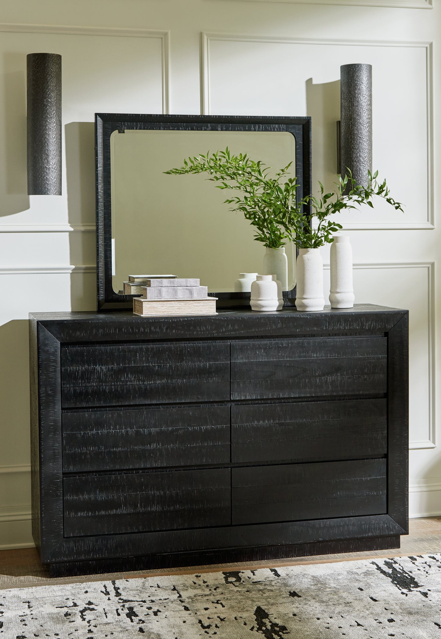 Cape Furniture Outlet - Ashley Furniture - Londer Bedroom - Dresser and Mirror / Black - B768B1