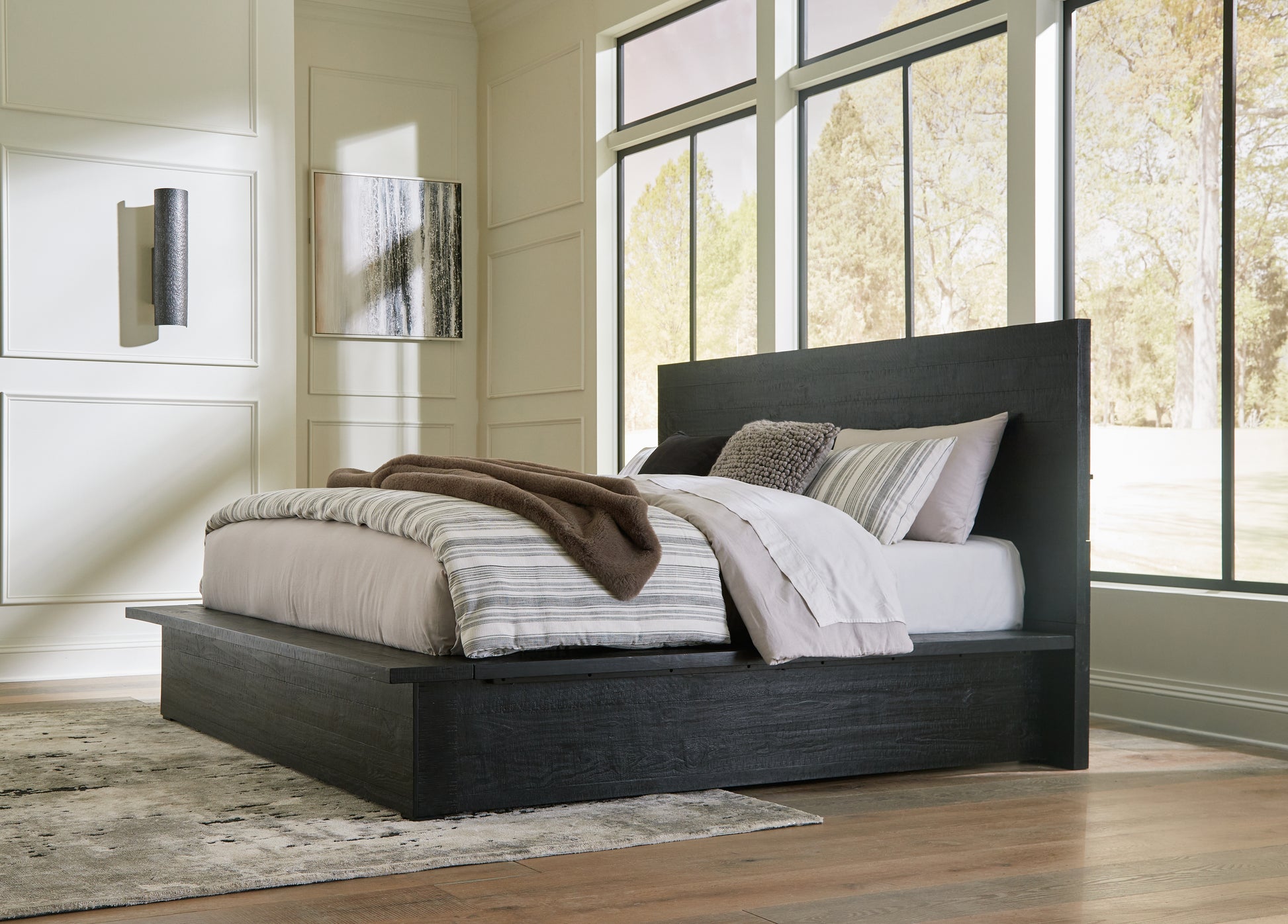 Cape Furniture Outlet - Ashley Furniture - Londer Bedroom - California King Panel Bed / Black - B768B5