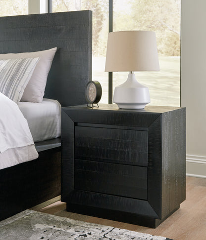 Cape Furniture Outlet - Ashley Furniture - Londer Bedroom - Two Drawer Night Stand / Black - B768-92