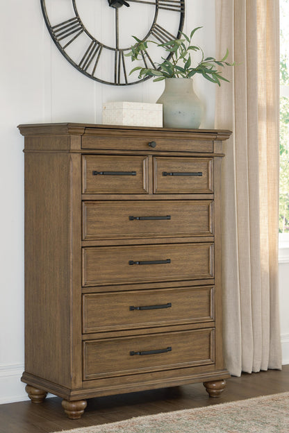Cape Furniture Outlet - Ashley Furniture - Karallin Bedroom - Seven Drawer Chest / Medium Brown - PCB782-46
