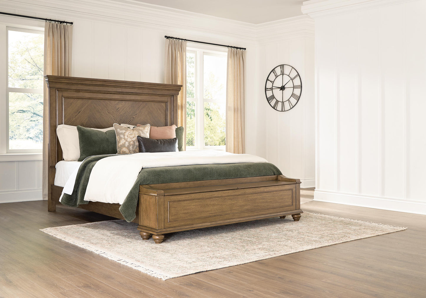 Cape Furniture Outlet - Ashley Furniture - Karallin Bedroom - California King Panel Storage Bed / Medium Brown - PCB782B9