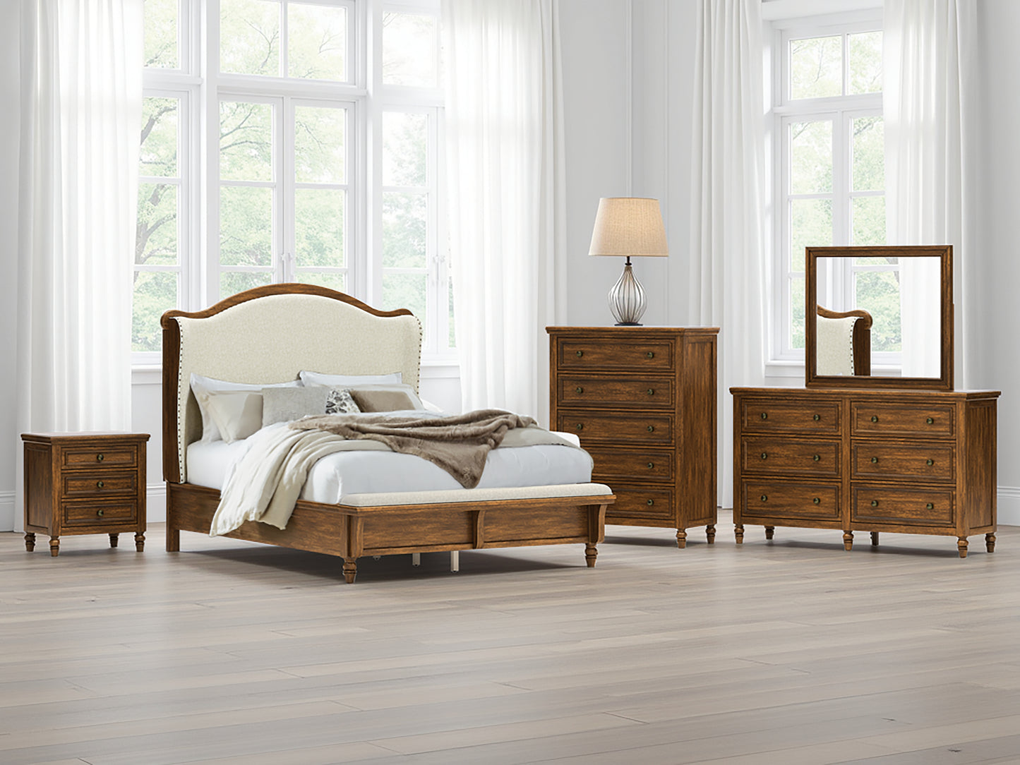 Cape Furniture Outlet - Ashley Furniture - Sturlayne Bedroom - Queen Upholstered Panel Bed / Brown - B787B2