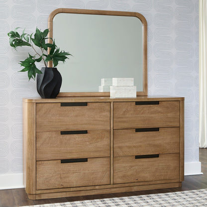 Cape Furniture Outlet - Ashley Furniture - Pamaria Bedroom - Dresser and Mirror / Light Brown - PCB802B1