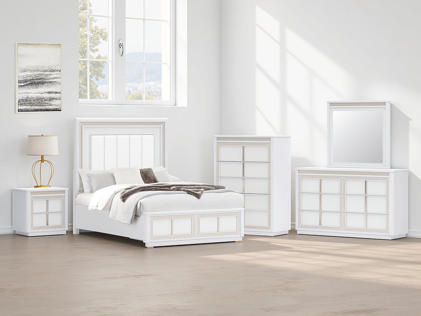 Cape Furniture Outlet - Ashley Furniture - Chalanna Bedroom - Queen Upholstered Storage Bed / White - B822B2