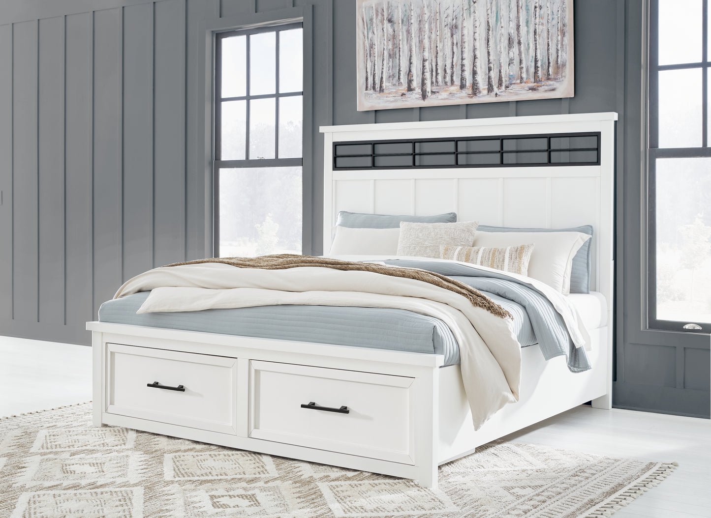 Cape Furniture Outlet - Ashley Furniture - Ashbryn Bedroom - California King Panel Storage Bed / White/Natural - B844B5