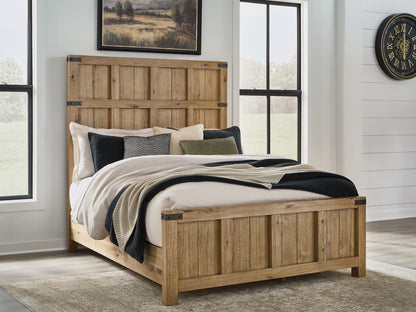 Cape Furniture Outlet - Ashley Furniture - Ridgester Bedroom - Queen Panel Bed / Light Brown - B858B2