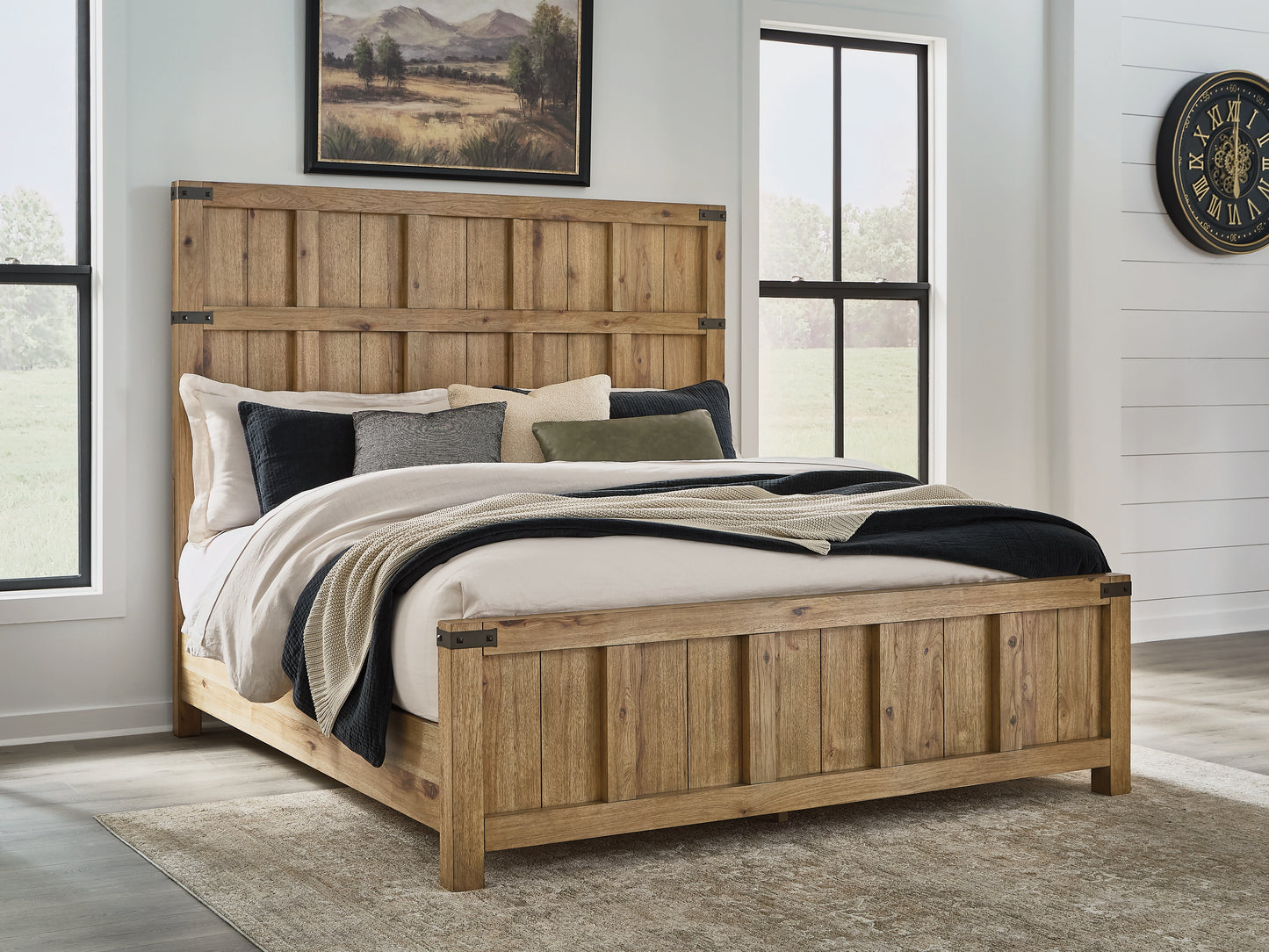 Cape Furniture Outlet - Ashley Furniture - Ridgester Bedroom - California King Panel Bed / Light Brown - B858B7