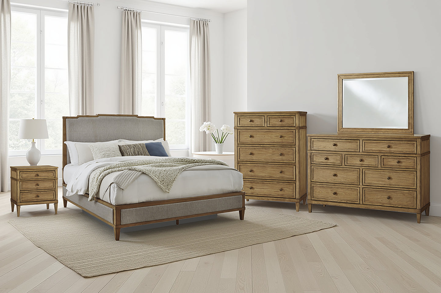 Cape Furniture Outlet - Ashley Furniture - Sharlance Bedroom - Queen Upholstered Panel Bed / Green/Brown - B895B2