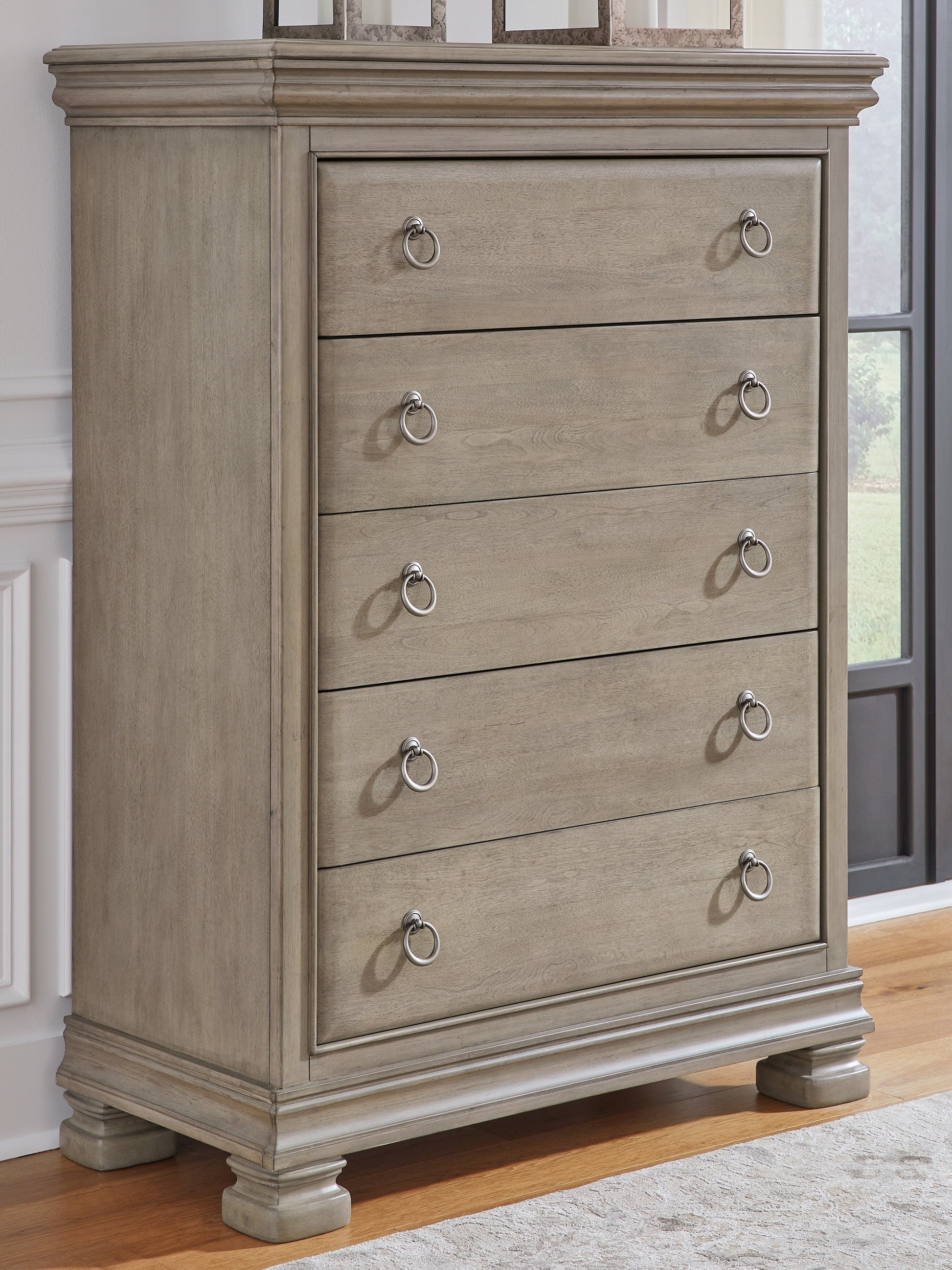 Cape Furniture Outlet - Ashley Furniture - Lexorne Bedroom - Five Drawer Chest / Gray - B924-46