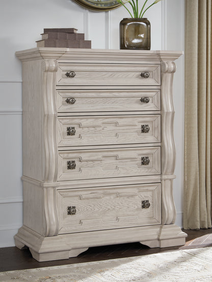Cape Furniture Outlet - Ashley Furniture - Bruchandi Bedroom - Five Drawer Chest / Antique White - PCB948-46