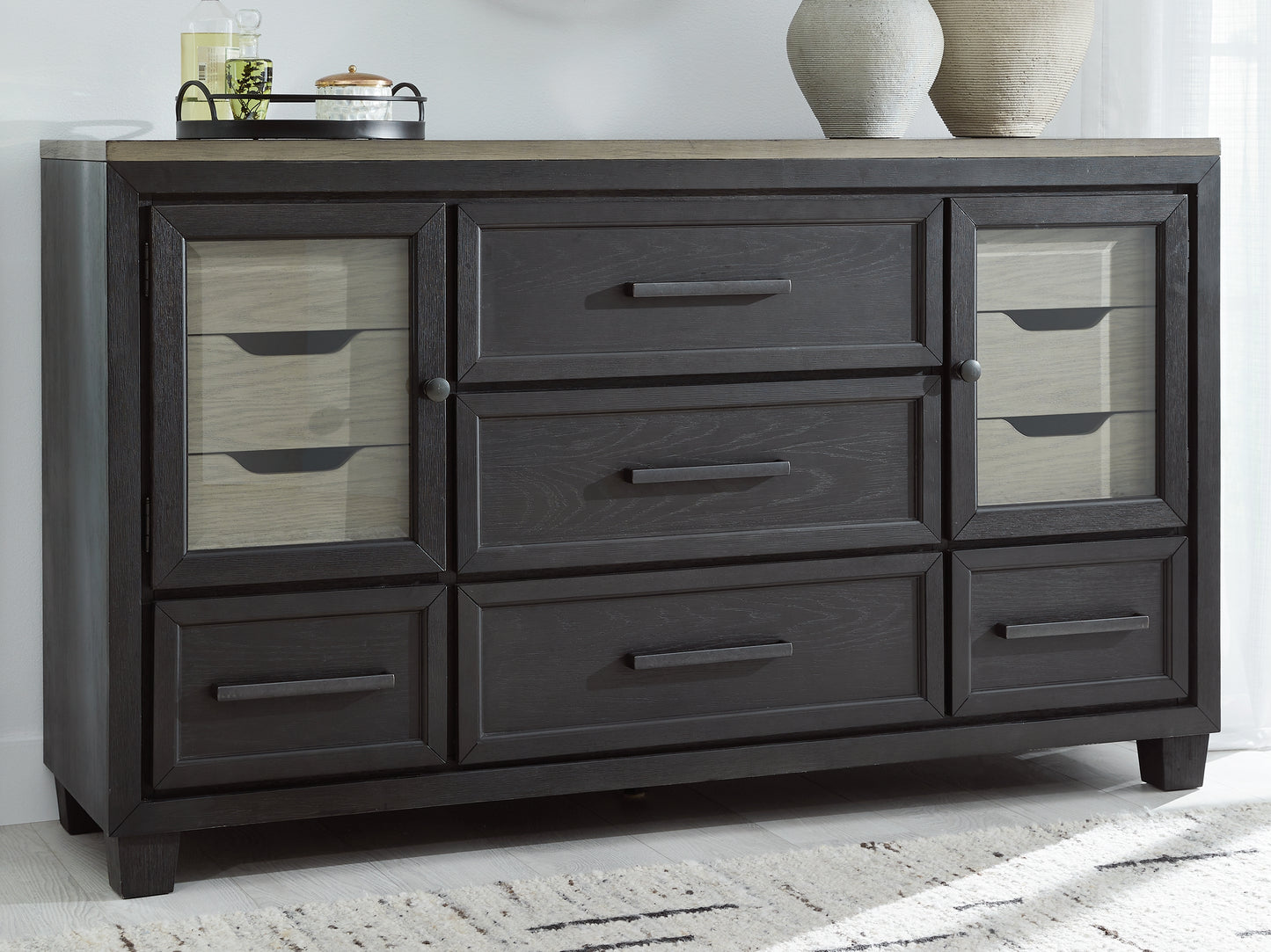 Cape Furniture Outlet - Ashley Furniture - Foyland Bedroom - Two Drawer Night Stand / Black/Brown - B989-92