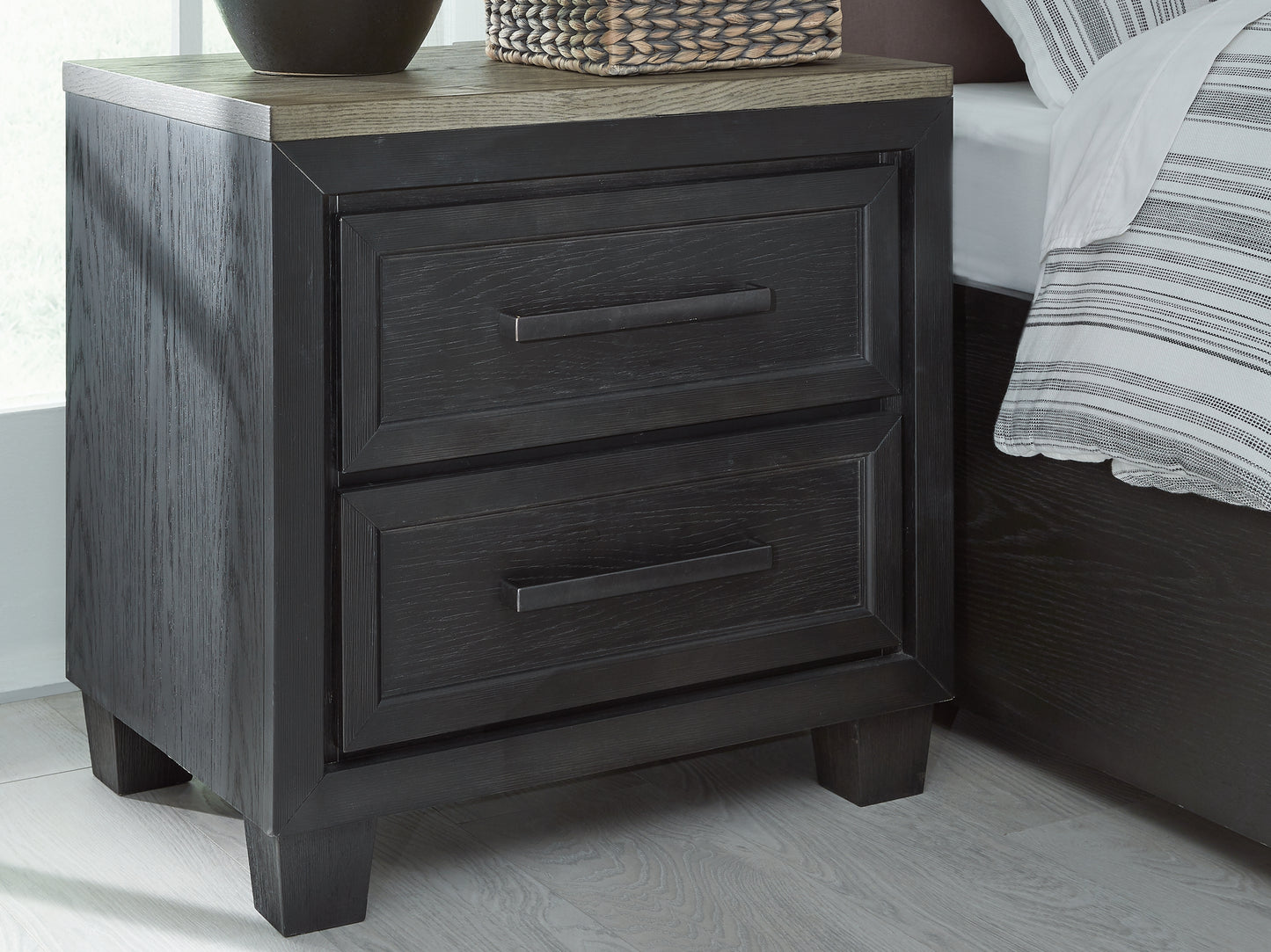 Cape Furniture Outlet - Ashley Furniture - Foyland Bedroom - Two Drawer Night Stand / Black/Brown - B989-92