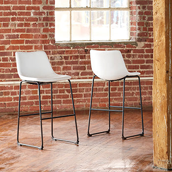 Cape Furniture Outlet - Ashley Furniture - Centiar Dining Room - Pub Height Bar Stool (Set of 2) / White - D372-730X2