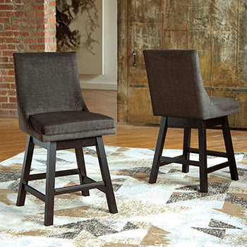 Cape Furniture Outlet - Ashley Furniture - Tallenger Dining Room - Counter Height Bar Stool (Set of 2) / Dark Gray - D380-624X2