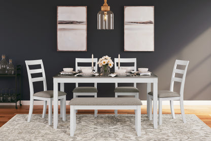 Cape Furniture Outlet - Ashley Furniture - Stonehollow Dining Room - RECT DRM Table Set (6/CN) / White/Gray - D382-325
