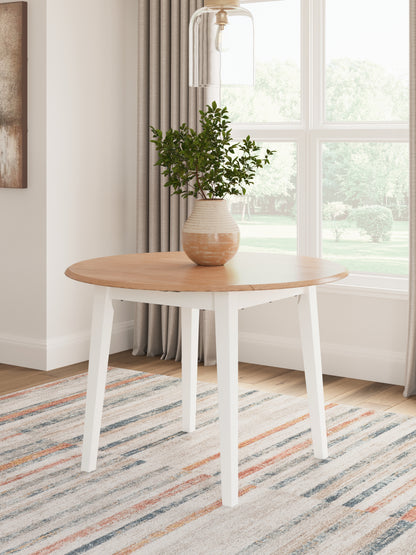 Cape Furniture Outlet - Ashley Furniture - Gesthaven Dining Room - Round DRM Drop Leaf Table / Natural/White - D398-15