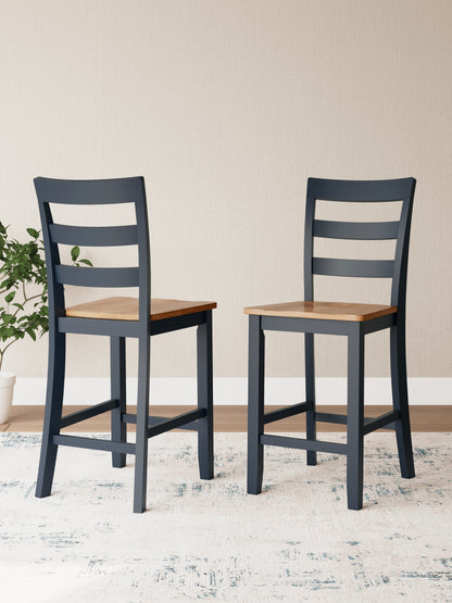 Cape Furniture Outlet - Ashley Furniture - Gesthaven Dining Room - Counter Height Barstool (Set of 2) / Natural/Blue - D399-124X2