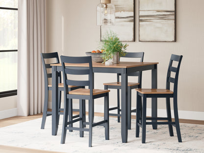 Cape Furniture Outlet - Ashley Furniture - Gesthaven Dining Room - DRM Counter Table Set (5/CN) / Natural/Blue - D399-223