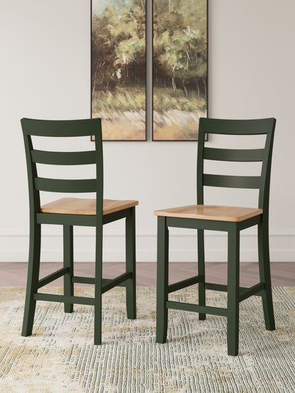 Cape Furniture Outlet - Ashley Furniture - Gesthaven Dining Room - Counter Height Barstool (Set of 2) / Natural/Green - D401-124X2