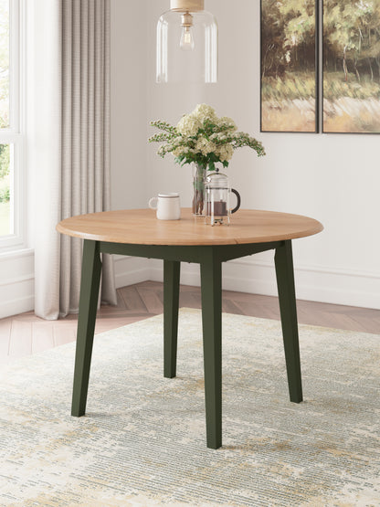 Cape Furniture Outlet - Ashley Furniture - Gesthaven Dining Room - Round DRM Drop Leaf Table / Natural/Green - D401-15