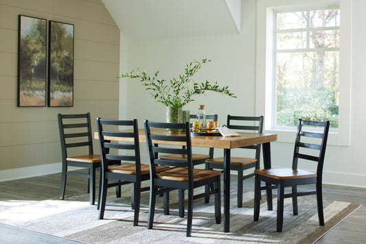 Cape Furniture Outlet - Ashley Furniture - Blondon Dining Room - RECT DRM Table Set (7/CN) / Brown/Black - D413-425