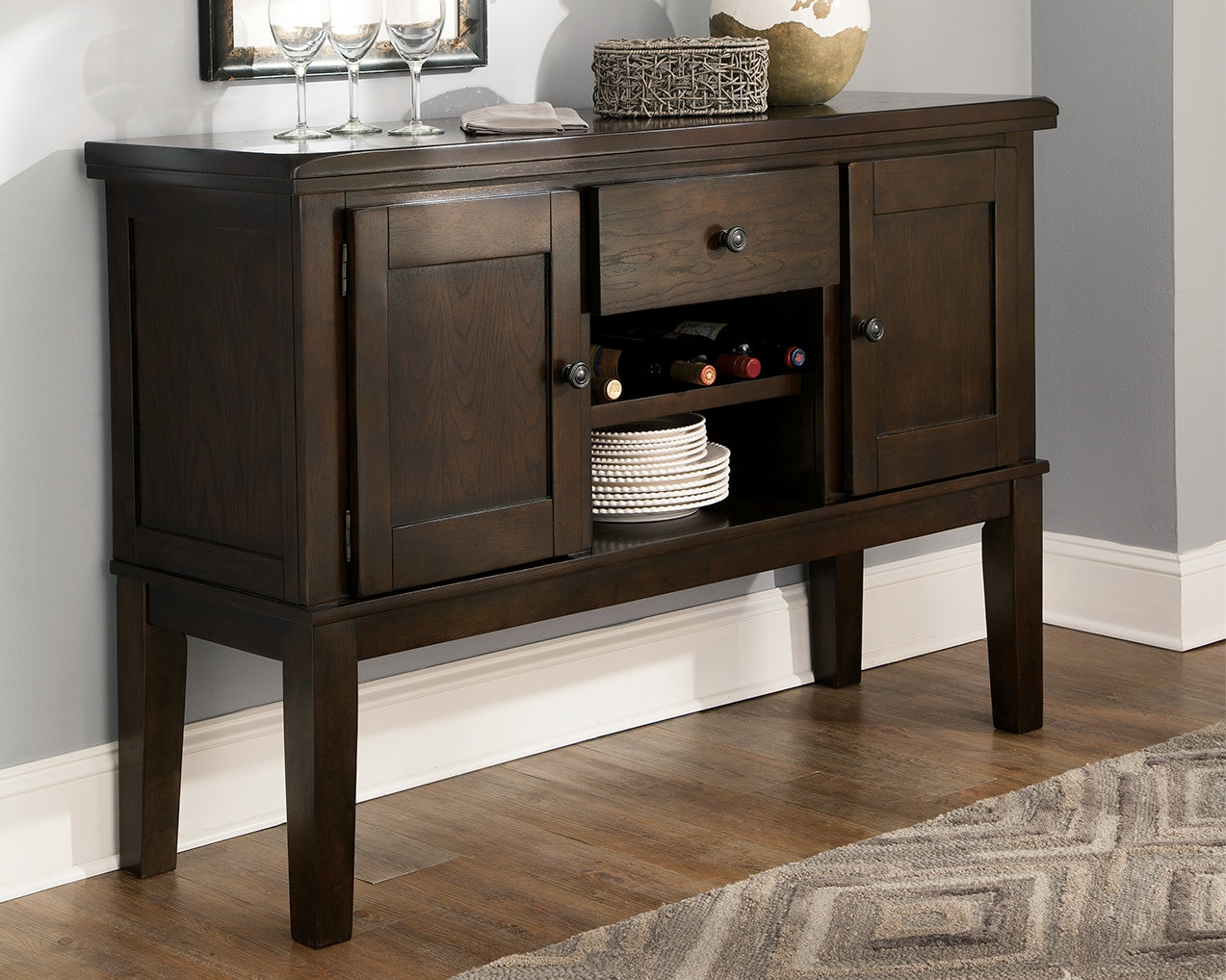 Cape Furniture Outlet - Ashley Furniture - Haddigan Dining Room - Dining Room Server / Dark Brown - D596-60