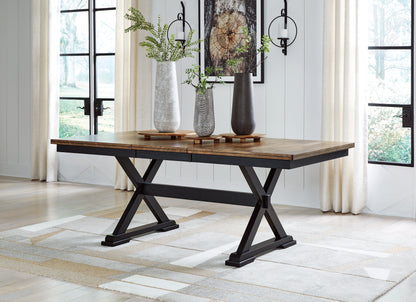 Cape Furniture Outlet - Ashley Furniture - Wildenauer Dining Room - RECT Dining Room EXT Table / Brown/Black / 40"W x 78"D x 30"H - D634-35