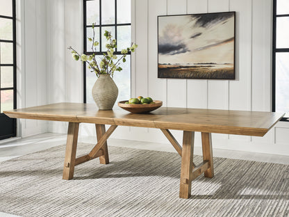 Cape Furniture Outlet - Ashley Furniture - Ridgester Dining Room - RECT Dining Room EXT Table / Light Brown - D858-45