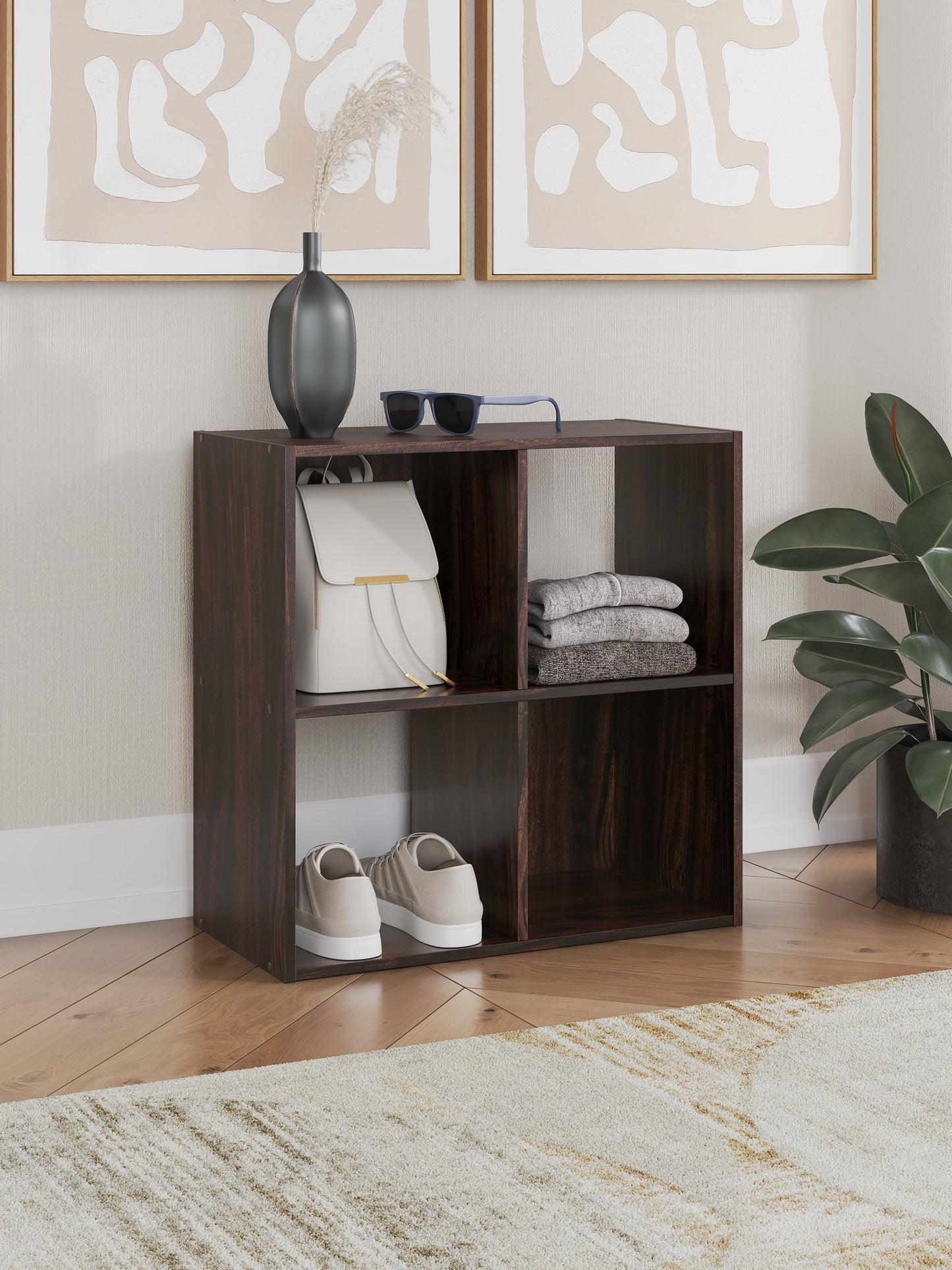 Cape Furniture Outlet - Ashley Furniture - Glosmount Four Cube Organizer - Four Cube Organizer / Cherry/Light Brown - EA1055-2X2