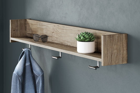 Cape Furniture Outlet - Ashley Furniture - Oliah Wall Decor - Wall Mounted Coat Rack w/Shelf / Natural - EA2270-151