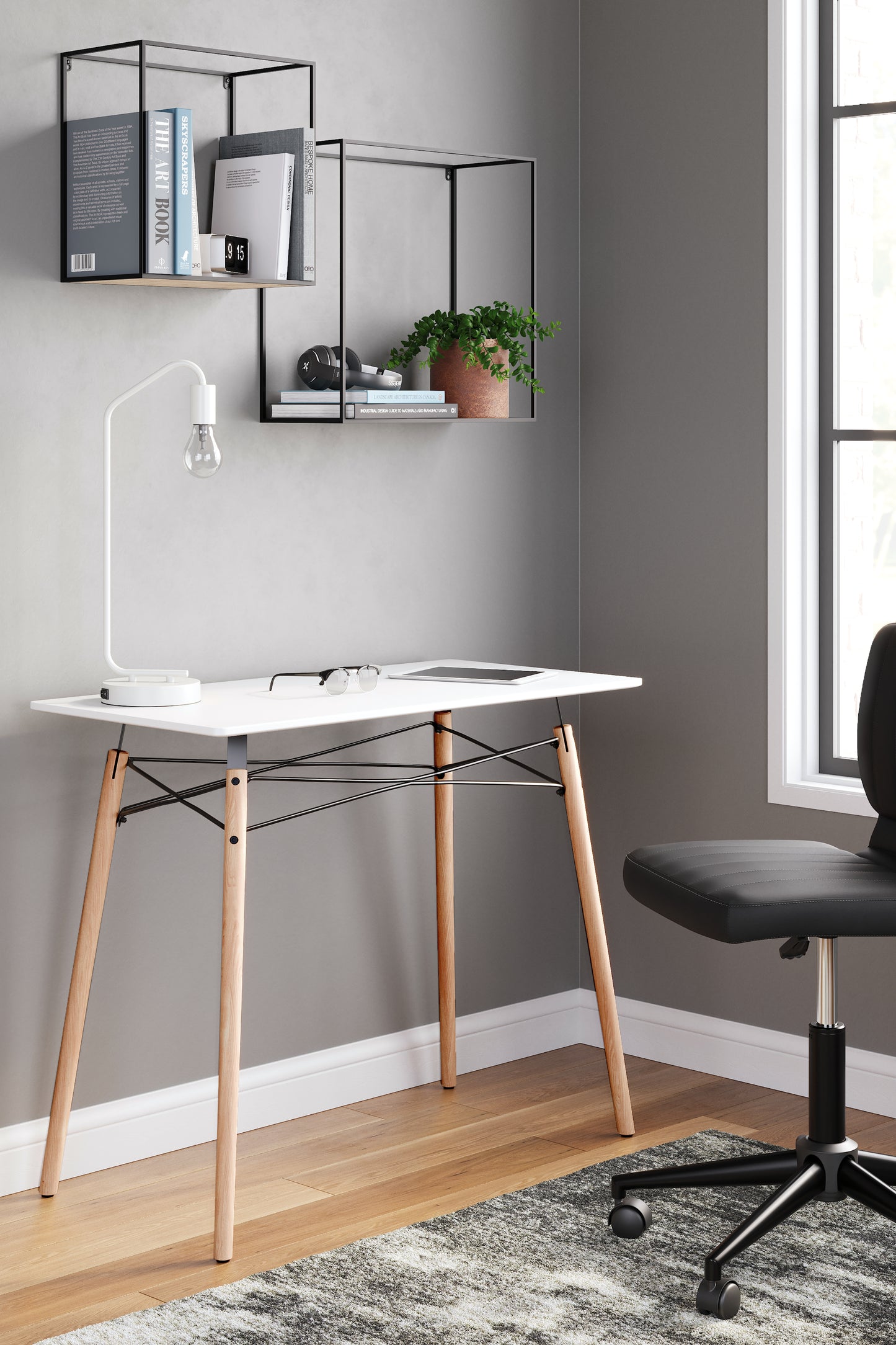 Cape Furniture Outlet - Ashley Furniture - Jaspeni Office Desk - Home Office Desk / White/Natural - H020-110
