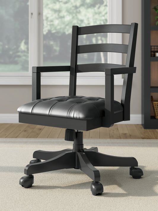 Cape Furniture Outlet - Ashley Furniture - Wildenauer Home Office Desk Chair - Home Office Swivel Desk Chair / Black - H664-01A