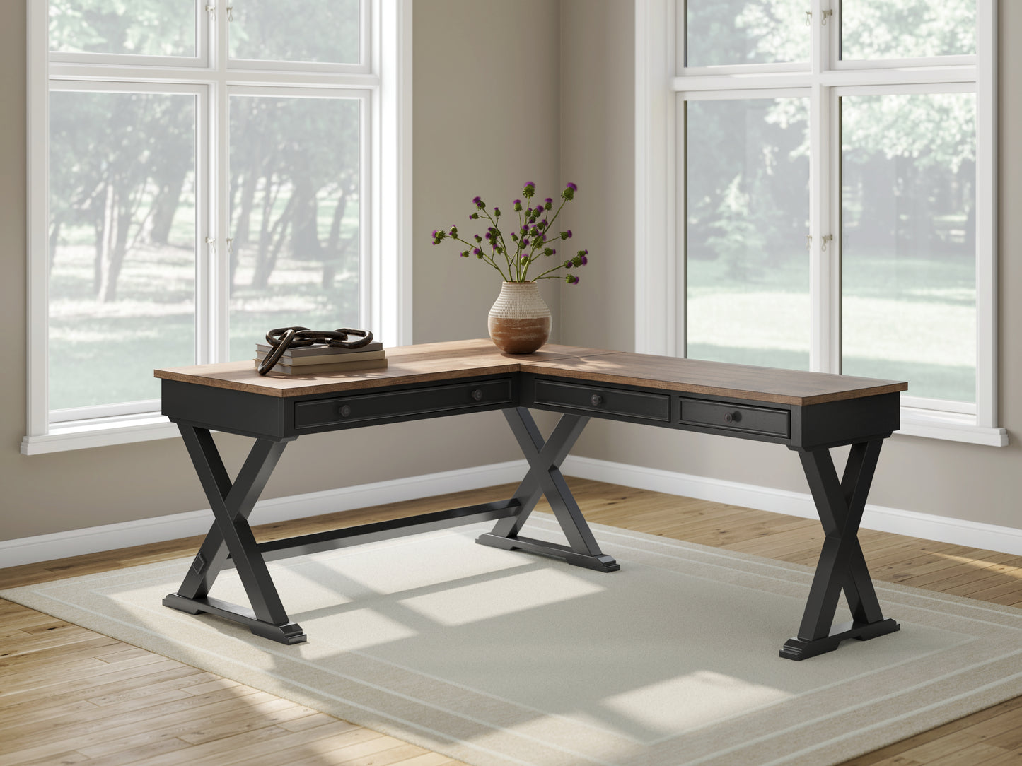 Cape Furniture Outlet - Ashley Furniture - Wildenauer Office Desk - Home Office Desk / Brown/Black - H664H2