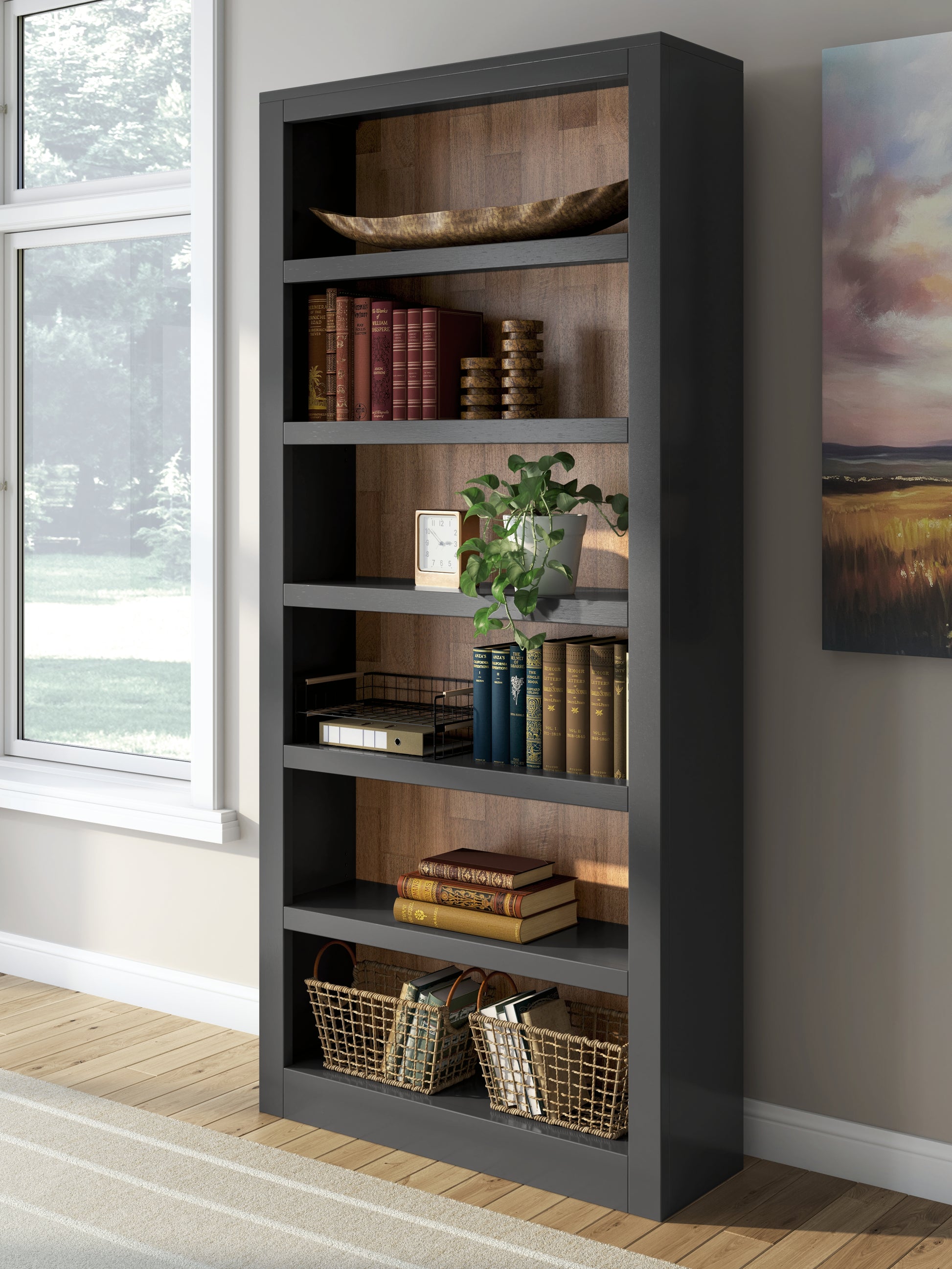Cape Furniture Outlet - Ashley Furniture - Wildenauer Bookcase - Bookcase / Brown/Black - H664-70