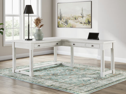 Cape Furniture Outlet - Ashley Furniture - Robbinsdale Office Desk - L-Shaped Home Office Desk / Antique White - H742H1