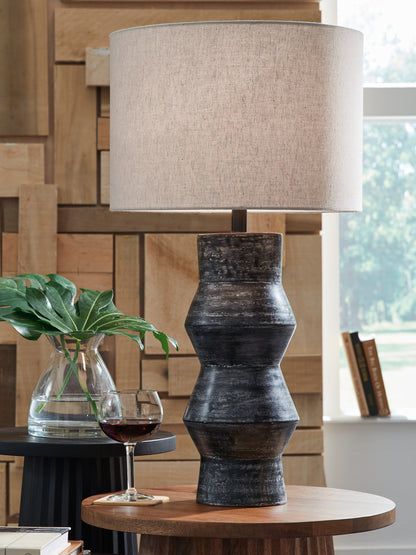 Cape Furniture Outlet - Ashley Furniture - Kerbert Lighting - 2-Piece Lamp Set / Distressed Black - L100824X2