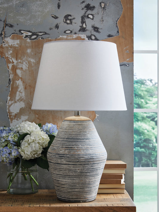 Cape Furniture Outlet - Ashley Furniture - Lawrock Lighting - Terracotta Table Lamp (1/CN) / Antique Blue - L100834