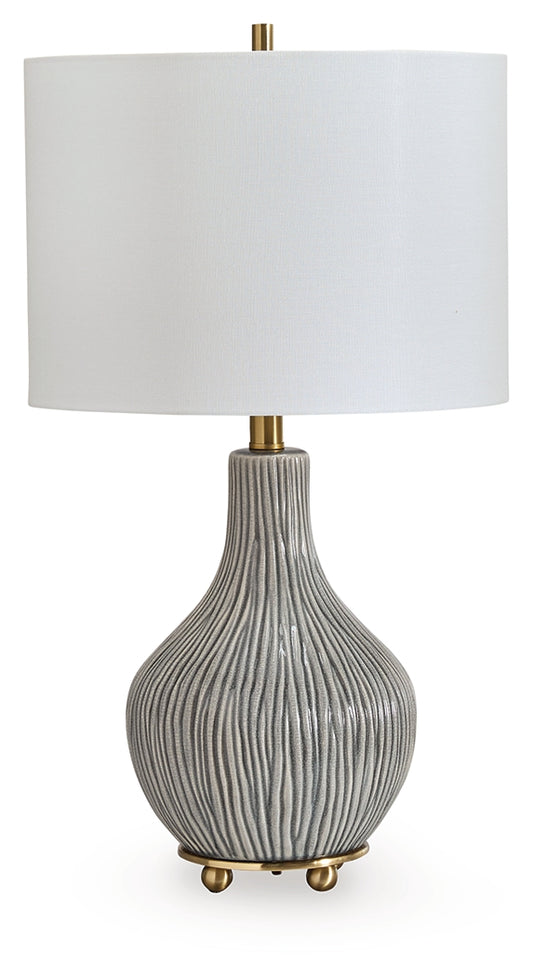 Cape Furniture Outlet - Ashley Furniture - Judlen Lighting - Ceramic Table Lamp (1/CN) / Gray/Gold Finish - L100844