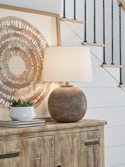 Cape Furniture Outlet - Ashley Furniture - Neavesboro Lighting - 2-Piece Lamp Set / Antique Brown/White - L207484X2