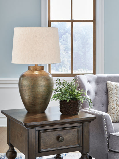 Cape Furniture Outlet - Ashley Furniture - Madney Lighting - 2-Piece Lamp Set / Antique Gold Finish - L207494X2