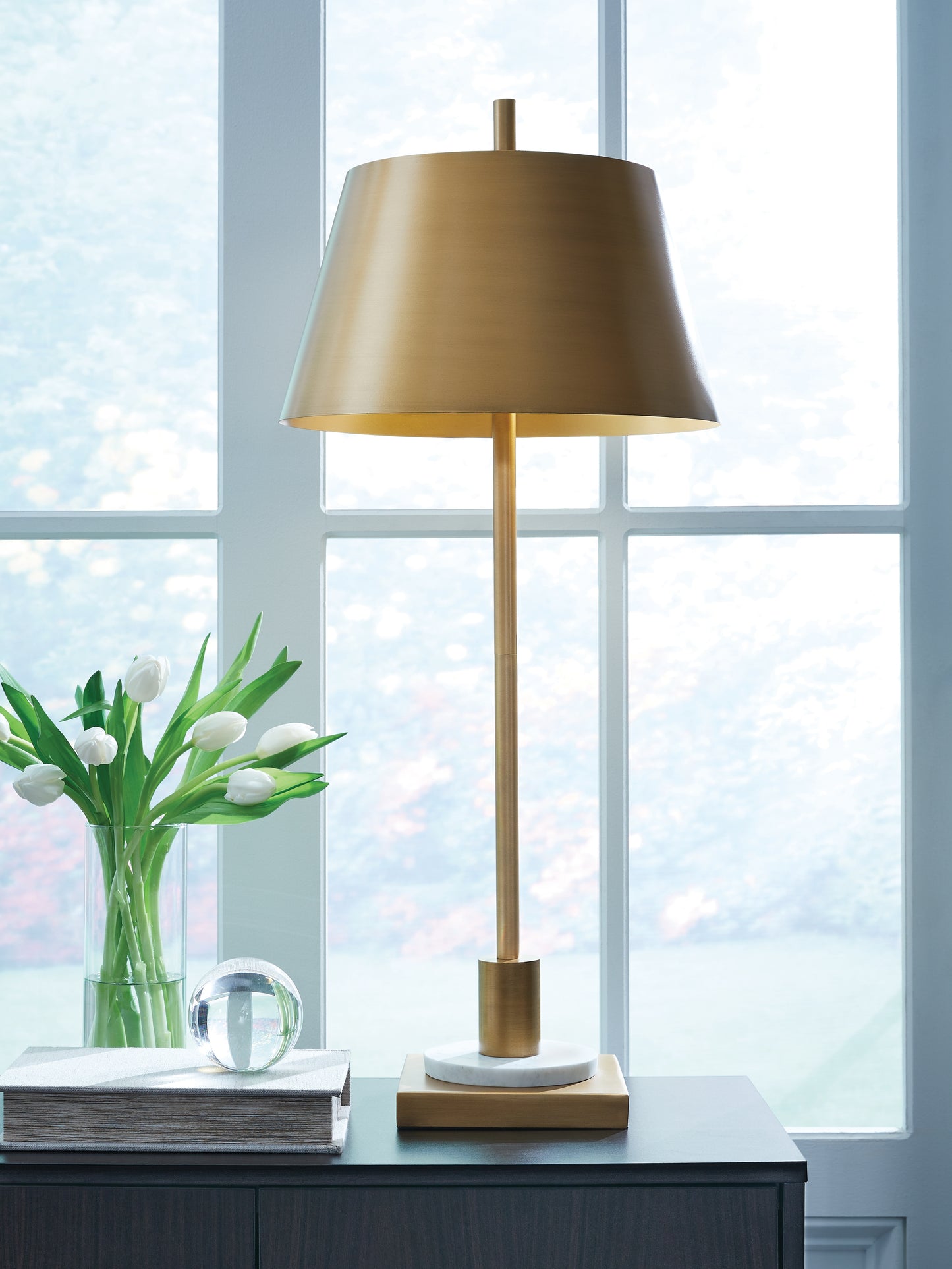 Cape Furniture Outlet - Ashley Furniture - Fritzburn Lighting - Metal Table Lamp (1/CN) / Gold Finish/White - L208444