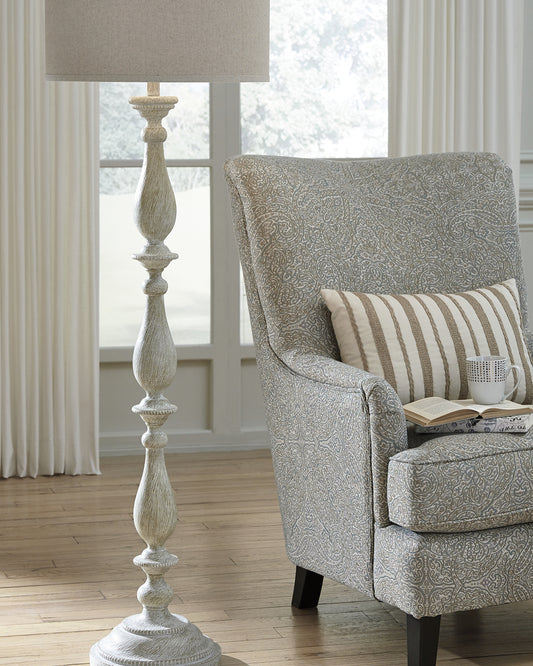 Cape Furniture Outlet - Ashley Furniture - Bernadate Lighting - Poly Floor Lamp (1/CN) / Whitewash - L235341