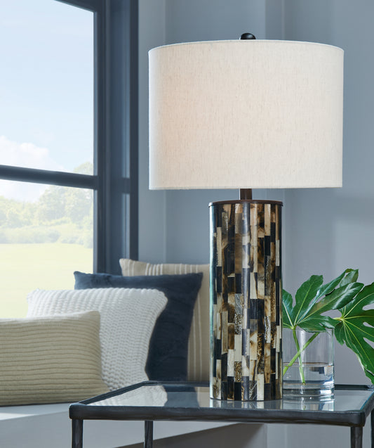 Cape Furniture Outlet - Ashley Furniture - Ellford Lighting - Poly Table Lamp (1/CN) / Black/Brown/Cream - L235684