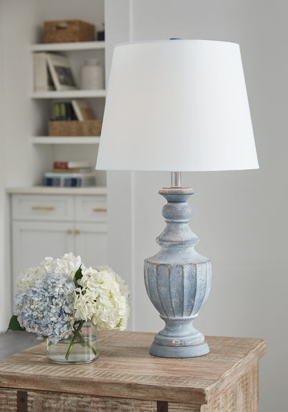 Cape Furniture Outlet - Ashley Furniture - Cylerick Lighting - Table Lamp (Set of 2) / Antique Blue - L235714X2