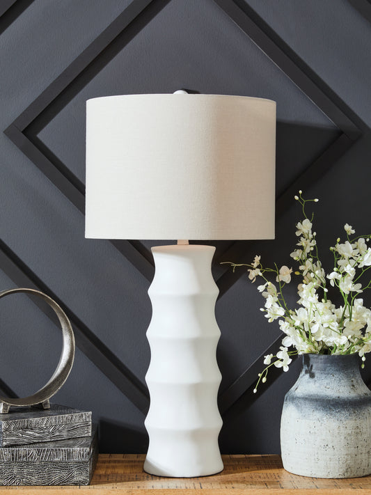 Cape Furniture Outlet - Ashley Furniture - Veraleigh Lighting - Poly Table Lamp (1/CN) / White - L235854