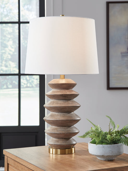 Cape Furniture Outlet - Ashley Furniture - Jyllyard Lighting - Poly Table Lamp (1/CN) / Brown/Gold Finish - L235944