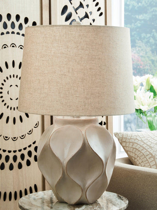 Cape Furniture Outlet - Ashley Furniture - Edselham Lighting - Paper Table Lamp (1/CN) / Distressed Cream - L235974