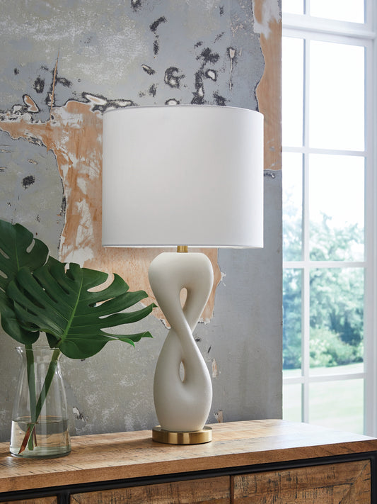 Cape Furniture Outlet - Ashley Furniture - Judrich Lighting - Poly Table Lamp (1/CN) / White/Gold Finish - L236024