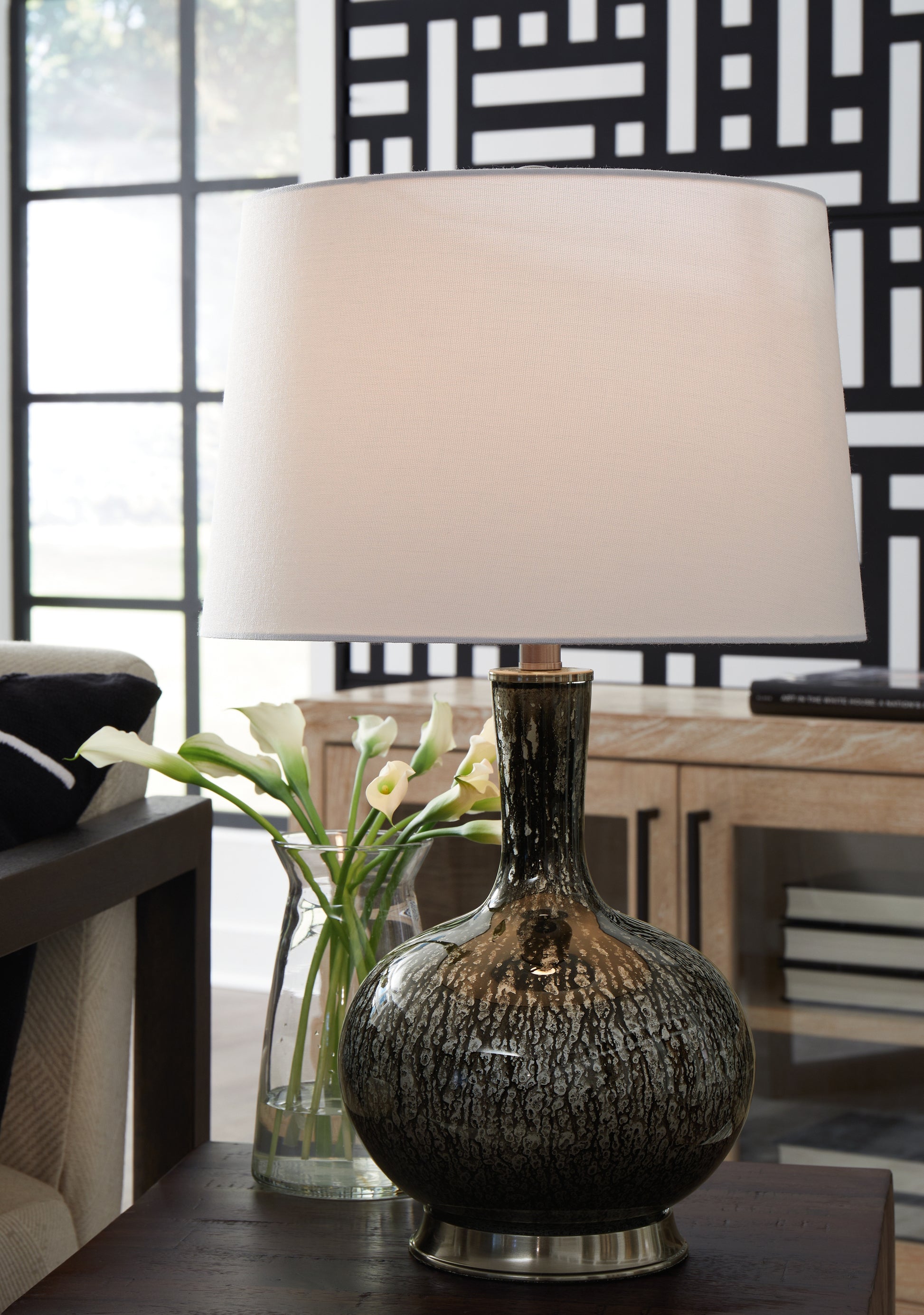 Cape Furniture Outlet - Ashley Furniture - Tenslow Lighting - Glass Table Lamp (1/CN) / Antique Black - L430844