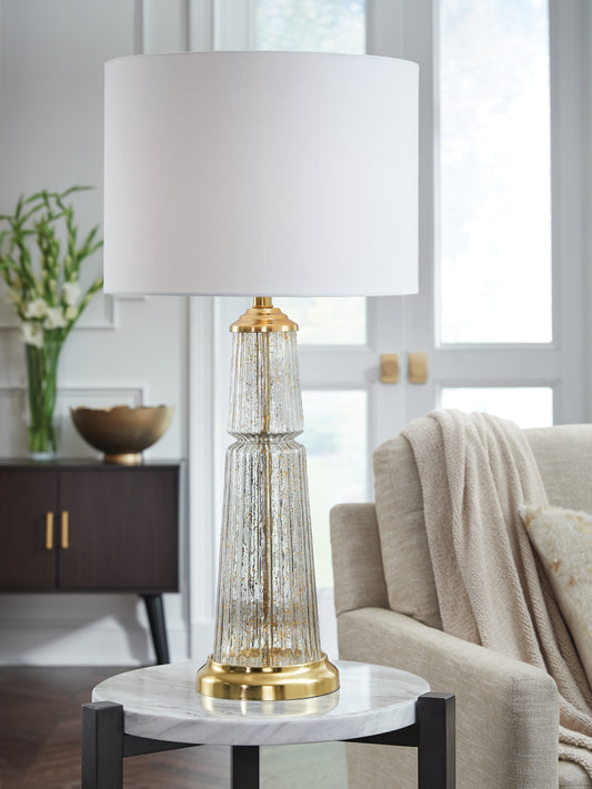 Cape Furniture Outlet - Ashley Furniture - Bakersboro Lighting - Glass Table Lamp (1/CN) / Clear/Gold Finish - L430884